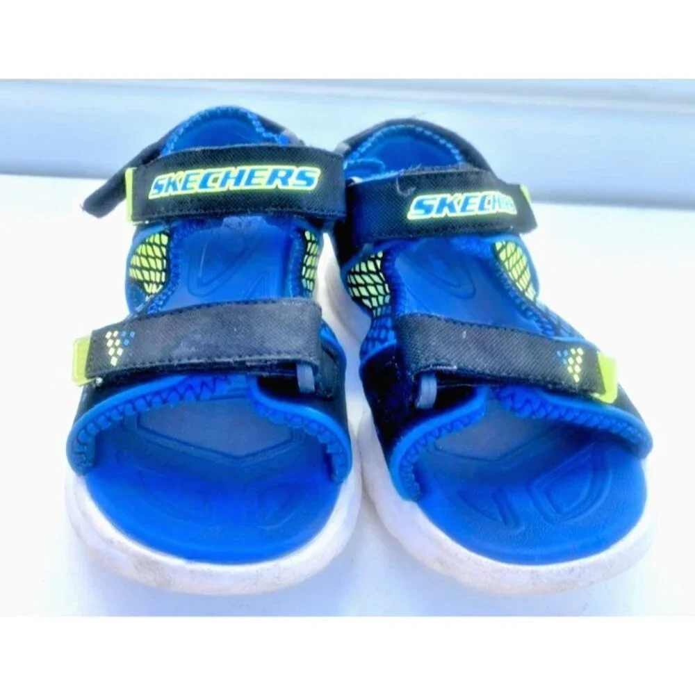 Skechers Mega Boys Sandals Size 3 Youth Light-up Multi Adjust Straps Water Shoes